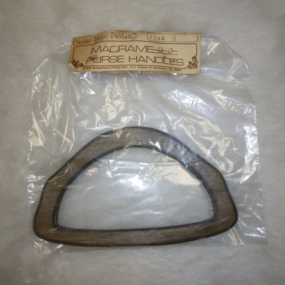MACRAME Vintage Purse Handles, 1 pair of lightweight, real wood, purse handles